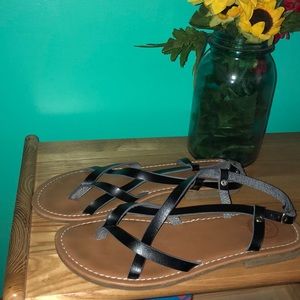 SO Brand Black Strappy Sandals 6.5